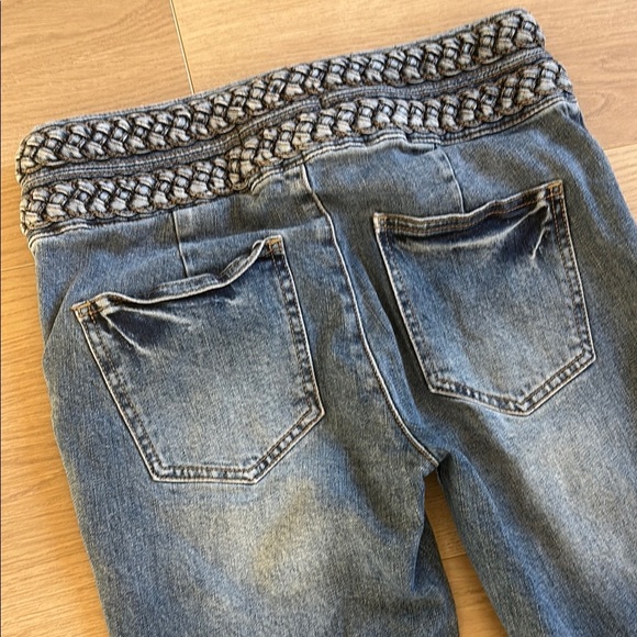 Free People Braided Belt Slit Pocket Skinny Jeans Size 26 - Picture 2 of 8